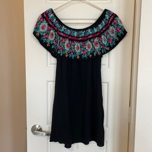 Embroidered Off the Shoulder Dress